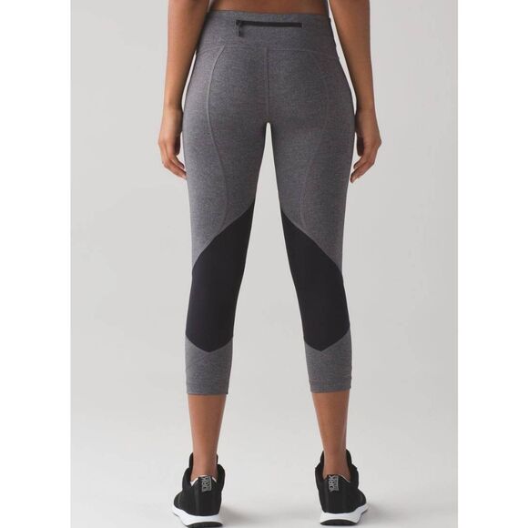 LULULEMON ATHLETICA Pace Rival Crop (19') in Heathered Black/Heathered Slate Siz - Picture 1 of 5